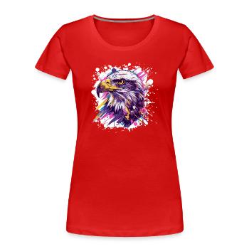 Color Explosion Eagle Head Art - Women's Premium Organic T-Shirt - red - Front - Mia (176cm)