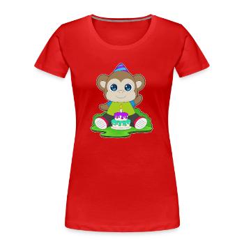 Gâteau d’anniversaire singe - T-shirt bio Premium Femme - rouge - Devant - Mia (176cm)