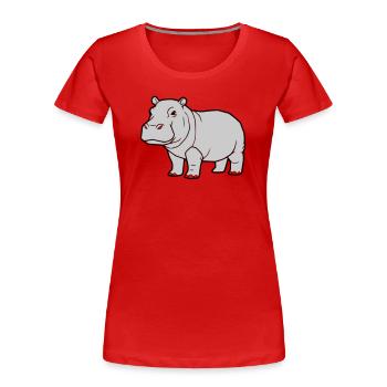 Nilpferd Stehend Comic Tier Zoo - Frauen Premium Bio T-Shirt - Rot - Vorne - Mia (176cm)