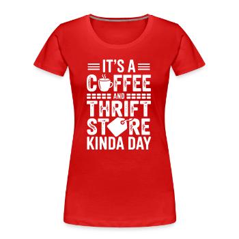 Coffee-Secondhand-Tag-Grafik - Frauen Premium Bio T-Shirt - Rot - Vorne - Mia (176cm)