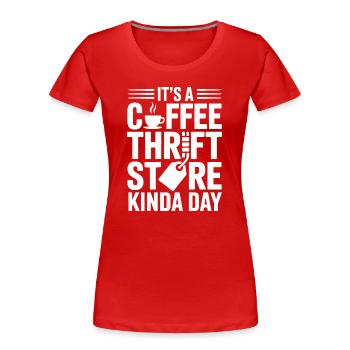 Kaffee-Secondhand-Tag Tag - Frauen Premium Bio T-Shirt - Rot - Vorne - Mia (176cm)