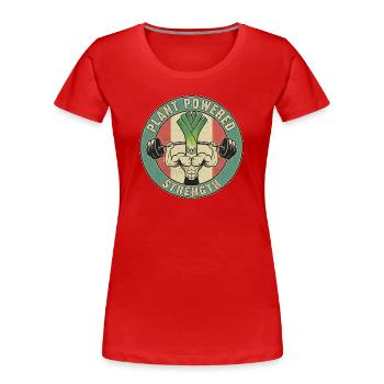 Strong Leek Weightlifting Design Fitness Vegan - Women's Premium Organic T-Shirt - red - Front - Mia (176cm)