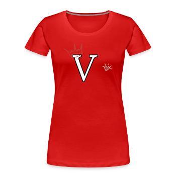 Lettre v couronne cœur - T-shirt bio Premium Femme - rouge - Devant - Mia (176cm)