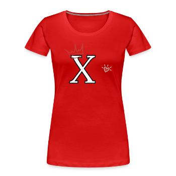 Buchstabe x Herzkrone - Frauen Premium Bio T-Shirt - Rot - Vorne - Mia (176cm)
