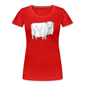 Vache Halloween fantôme - T-shirt bio Premium Femme - rouge - Devant - Mia (176cm)