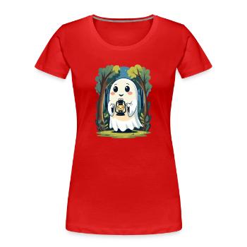 Laternengeist im nächtlichen Wald - Frauen Premium Bio T-Shirt - Rot - Vorne - Mia (176cm)