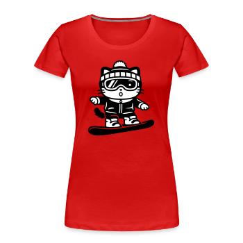 Snowboard Cat - Frauen Premium Bio T-Shirt - Rot - Vorne - Mia (176cm)