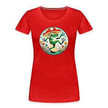 Mushroom Frog Whimsy Circle - Women's Premium Organic T-Shirt - red - Front - Mia (176cm)