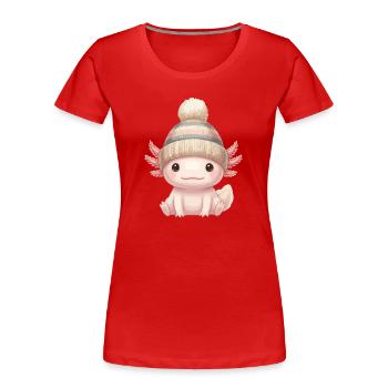 Axolotl Hat - Women's Premium Organic T-Shirt - red - Front - Mia (176cm)
