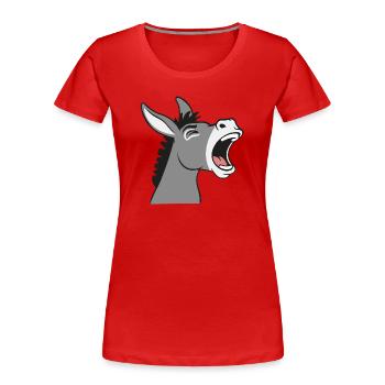 Tête de dessin animé d’âne bruyante - T-shirt bio Premium Femme - rouge - Devant - Mia (176cm)