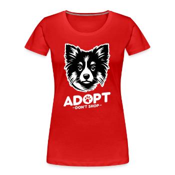 Adopter ne pas magasiner 3 (sombre) - T-shirt bio Premium Femme - rouge - Devant - Mia (176cm)