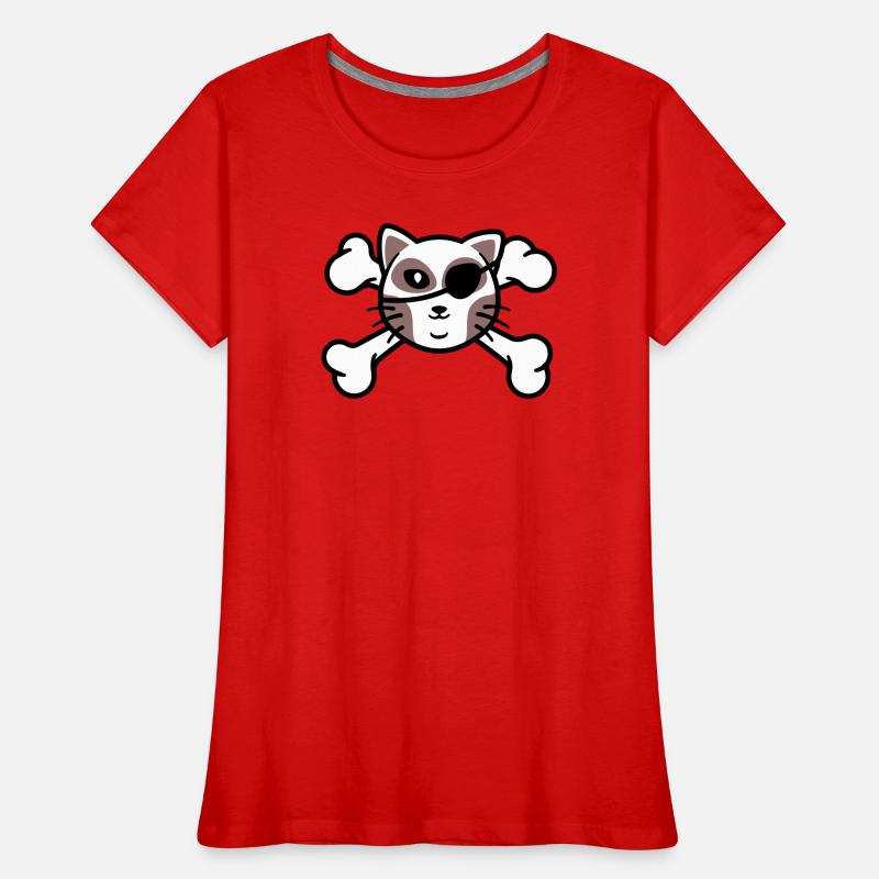 Patch de Crâne de chaton pirate T-shirt bio Premium Femme