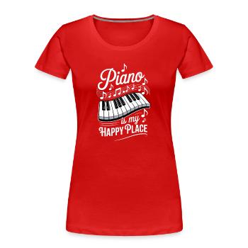 Klavier ist mein Glücksort - Frauen Premium Bio T-Shirt - Rot - Vorne - Mia (176cm)