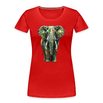 Flore colorée des éléphants - T-shirt bio Premium Femme - rouge - Devant - Mia (176cm)