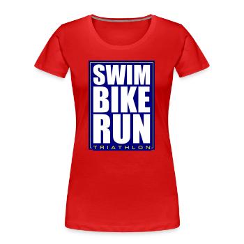 Triathlon Natation Course Cyclisme - T-shirt bio Premium Femme - rouge - Devant - Mia (176cm)