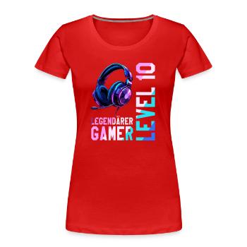 10th Birthday Boy Girl Teenager Level 10 - Women's Premium Organic T-Shirt - red - Front - Mia (176cm)