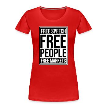 Free Speech Markets People Libertarian Freedom Logo - Women's Premium Organic T-Shirt - red - Front - Mia (176cm)