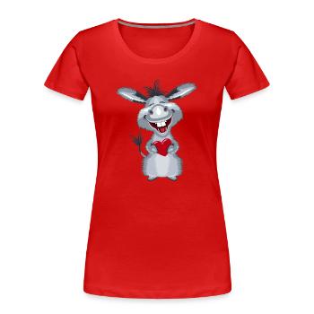herz_esel1 - Frauen Premium Bio T-Shirt - Rot - Vorne - Mia (176cm)