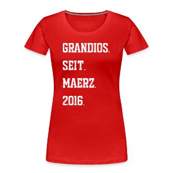 Geburtstag März 2016 - Frauen Premium Bio T-Shirt - Rot - Vorne - Mia (176cm)
