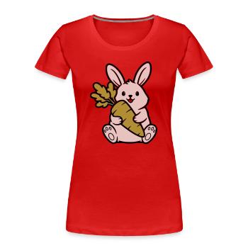 Cute Bunny with Carrot Carrot Comic - Women's Premium Organic T-Shirt - red - Front - Mia (176cm)