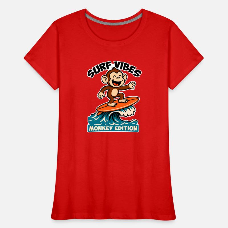 Surf Vibes, Monkey Edition. Glücklicher Surfaffe Frauen Premium Bio T-Shirt