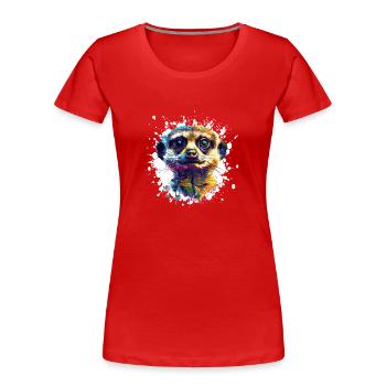 Meerkat Portrait Splash - Women's Premium Organic T-Shirt - red - Front - Mia (176cm)