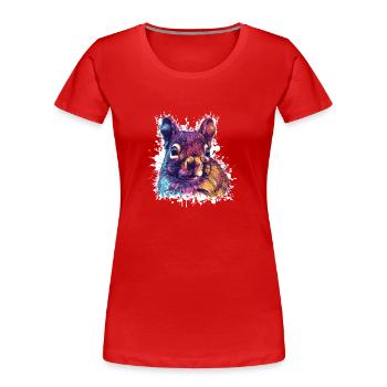 Contraste de couleur Écureuil PopArt - T-shirt bio Premium Femme - rouge - Devant - Mia (176cm)