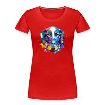 German Shorthaired Pointer GSP Colourful Dog Art - Women's Premium Organic T-Shirt - red - Front - Mia (176cm)
