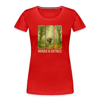 Wandering Bison in the Forest - Women's Premium Organic T-Shirt - red - Front - Mia (176cm)