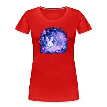 Zuckerhöhle Hase im Bonbonlicht - Frauen Premium Bio T-Shirt - Rot - Vorne - Mia (176cm)