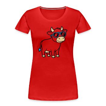 Cool Cow Sunglasses Casual Vector - Women's Premium Organic T-Shirt - red - Front - Mia (176cm)