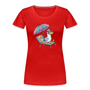 Möwe macht Urlaub - Frauen Premium Bio T-Shirt - Rot - Vorne - Mia (176cm)