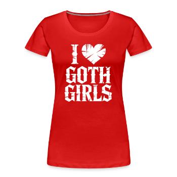 J’aime les filles gothiques - T-shirt bio Premium Femme - rouge - Devant - Mia (176cm)