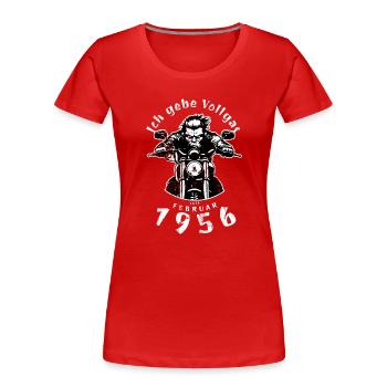 70e anniversaire Je vais à fond depuis 02/1956 - T-shirt bio Premium Femme - rouge - Devant - Mia (176cm)