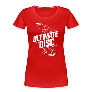Ultimate Disc Frisbee Player Throwing Action For - Women's Premium Organic T-Shirt - red - Front - Mia (176cm)