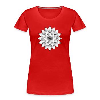 Blumenmandala mit feinen Blütenblättern, Ruhe und Harmonie - Frauen Premium Bio T-Shirt - Rot - Vorne - Mia (176cm)