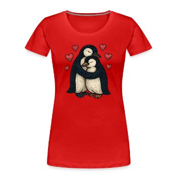 Câlin câlin de pingouin câlin avec cœur - T-shirt bio Premium Femme - rouge - Devant - Mia (176cm)