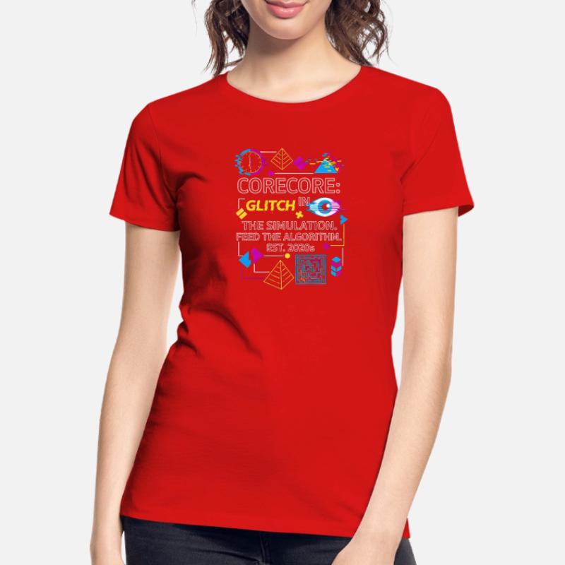 Corecore Glitch Simulation Algorithm Collage Frauen Premium Bio T-Shirt