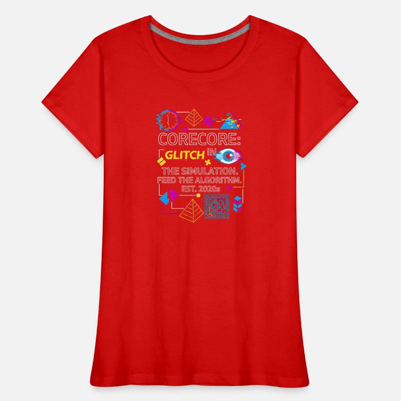 Corecore Glitch Simulation Algorithm Collage Frauen Premium Bio T-Shirt