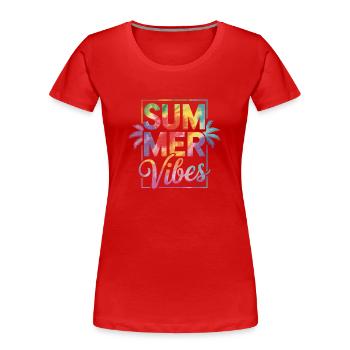Sommerliche Vibes - Frauen Premium Bio T-Shirt - Rot - Vorne - Mia (176cm)