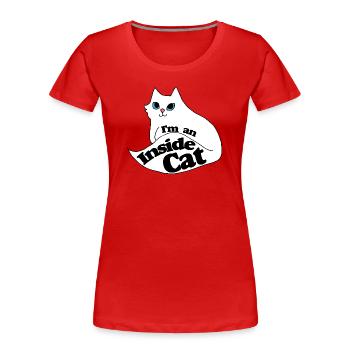 Inside Cat Cartoon Slogan Tee - T-shirt bio Premium Femme - rouge - Devant - Mia (176cm)