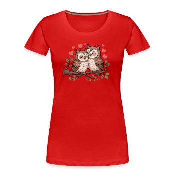 Les hiboux aiment les amoureux doux fleurs-cœur colorés - T-shirt bio Premium Femme - rouge - Devant - Mia (176cm)