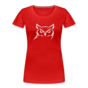 Owls Kop - Design minimaliste de la nature - T-shirt bio Premium Femme - rouge - Devant - Mia (176cm)