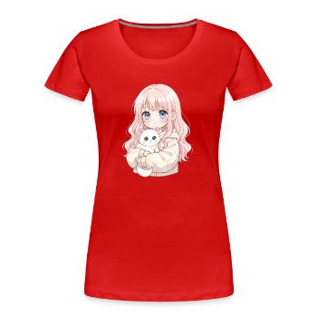 Anime Mädchen Katze Japan Kawaii Katzenliebhaber - Frauen Premium Bio T-Shirt - Rot - Vorne - Mia (176cm)