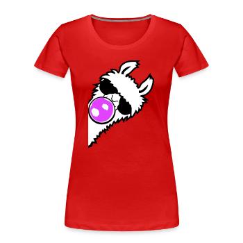 Lunettes de soleil chewing-gum Lama Profil latéral Côté frais - T-shirt bio Premium Femme - rouge - Devant - Mia (176cm)