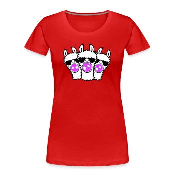 Trois lamas Lunettes de Soleil Chewing-Gum Groupe Mignon - T-shirt bio Premium Femme - rouge - Devant - Mia (176cm)