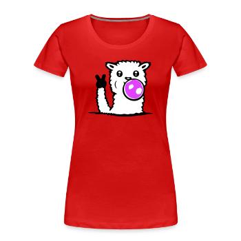 Lunettes de soleil chewing-gum lama Paix Victoire Main Cool - T-shirt bio Premium Femme - rouge - Devant - Mia (176cm)