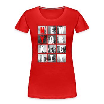 New York City Collage Grid - Women's Premium Organic T-Shirt - red - Front - Mia (176cm)