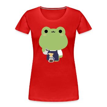 Kawaii Frog Barista - Women's Premium Organic T-Shirt - red - Front - Mia (176cm)