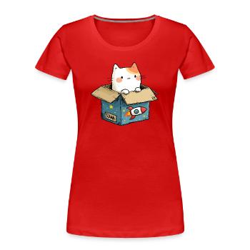 L’espace de jeu du chat - T-shirt bio Premium Femme - rouge - Devant - Mia (176cm)